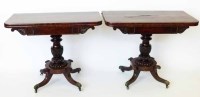 Lot 723 - Pair of William IV fold-over mahogany tea tables.