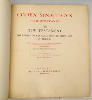 Lot 53 - Lake, K., Codex Sinaiticus Petropolitanus, the New Testament the Epistle of Baruabas and the Shepherd of Hermas, 1911