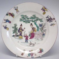 Lot 96 - Bow plate circa 1765, outline printed and