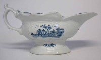 Lot 150 - Worcester sauceboat circa 1760, painted with the
