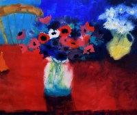 Lot 388 - Caroline Bailey (1953-), "Anemones and Chair"