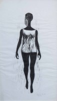 Lot 460 - Frank Martin, Walking Figure, signed woodcut.