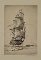 Lot 470 - Rowland Langmaid,   H.M.S. Victory, signed etching.