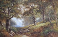 Lot 486 - Attributed to George Turner, A woodland stream, oil.