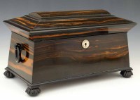 Lot 14 - Coromandel sarcophagus shape teacaddy.
