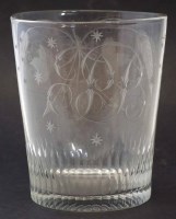 Lot 77 - George III glass tumber circa 1800, monogrammed