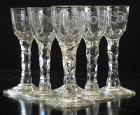Lot 80 - Six Georgian style wine or port glasses circa