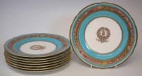 Lot 158 - Eight Cauldon 15th Kings Hussars Regimental marked plates.