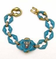 Lot 283 - Victorian gold and turquoise enamel bracelet, the