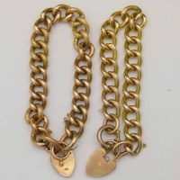Lot 340 - Two 9ct gold flat curb bracelets