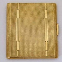 Lot 343 - 9ct gold cigarette case with art deco decoration