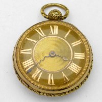 Lot 381 - 18ct gold open gilt faced pocket watch by Vale & Rotherham