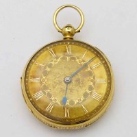 Lot 387 - 18ct gold cased gilt open faced pocket watch by Thos Yates