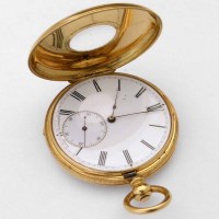 Lot 393 - Klaftenberger 18K gold half-hunter fob watch