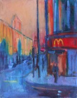 Lot 399 - Paul Bassingthwaighte, Oxford Road, Sunset, oil.