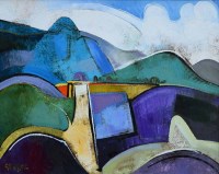 Lot 402 - Geoffrey Key, Blue Hills II, oil.