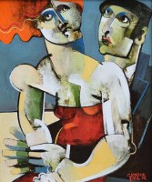Lot 405 - Geoffrey Key, Waiting to Dance, oil.