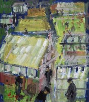 Lot 410 - Frederick J. England, Cheddleton Road, Allotments, acrylic.
