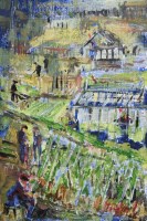 Lot 411 - Frederick J. England, Best Green Beans on the Allotment, acrylic.