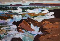 Lot 425 - Donald McIntyre, Surf and Rocks No.1, acrylic.