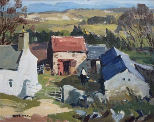 Lot 435 - Donald McIntyre, Mountains from Mynydd Bodafon, oil on board.