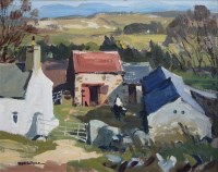 Lot 435 - Donald McIntyre, Mountains from Mynydd Bodafon, oil on board.