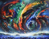 Lot 441 - David Wilde, The Royal Charter Gale, Anglesey, 26th Oct 1859 (Royal Charter sank) Wild Shapes in the Sky, acrylic.