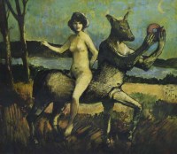 Lot 449 - Bohuslav Barlow, Green Rider, acrylic on paper.