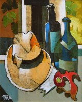 Lot 464 - Geoffrey Key, Panama with Saw, oil.