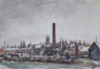 Lot 482 - Reginald Haggar, Longton skyline, watercolour.