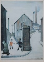 Lot 502 - After L.S. Lowry, Viaduct Street Passage, colour print.