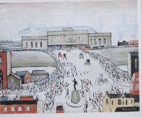 Lot 504 - After L.S. Lowry, Station Approach, signed print.