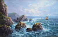 Lot 521 - Frank Hider, High Tide near Land's End, oil.
