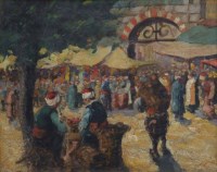 Lot 525 - Russian School, 19th/20th century, Market scene, oil.