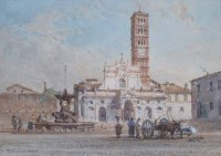 Lot 536 - H.P. Riviere, Santa Maria in Cosmedin, Rome, watercolour.
