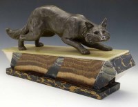 Lot 558 - Art Deco silvered bronze fox on marbled base.