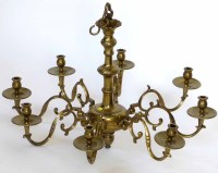 Lot 576 - Cast brass hanging eight branch light.