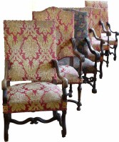 Lot 587 - Six 19th century style elbow chairs.