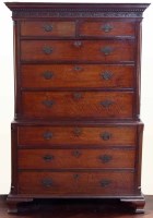Lot 594 - Georgian walnut chest on chest.