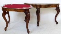 Lot 600 - Pair of 19th century walnut fold-over card