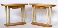 Lot 623 - Pair of Art Deco style console tables.