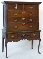 Lot 628 - George III oak chest on stand.