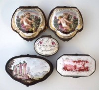Lot 55 - Five enamel and porcelain boxes