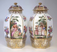 Lot 78 - Pair of Helena Wolfson hexagonal vases.