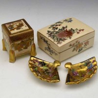 Lot 138 - Satsuma square lidded vase; rectangular lidded