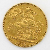 Lot 203 - Victoria young head sovereign 1886.