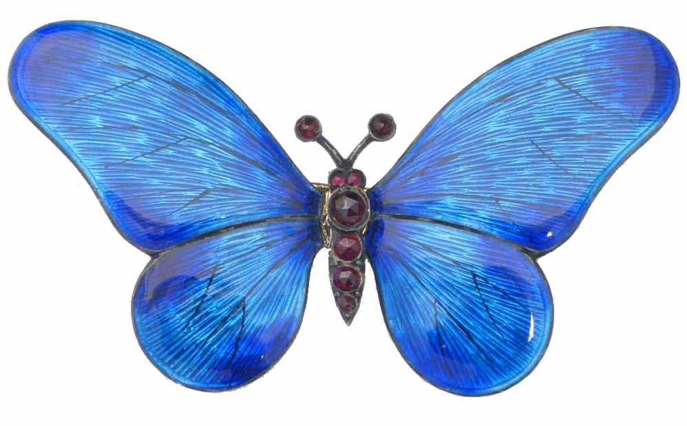 Lot 220 - An early 20th century silver and enamel butterfly brooch by Child & Child