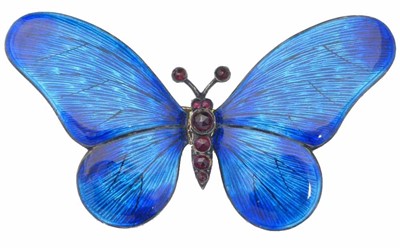 Lot 220 - An early 20th century silver and enamel butterfly brooch by Child & Child