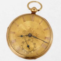 Lot 246 - 18ct gold open-faced keywind pocket watch in JW