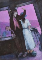 Lot 284 - Bohuslav Barlow, Figures, acrylic on paper.